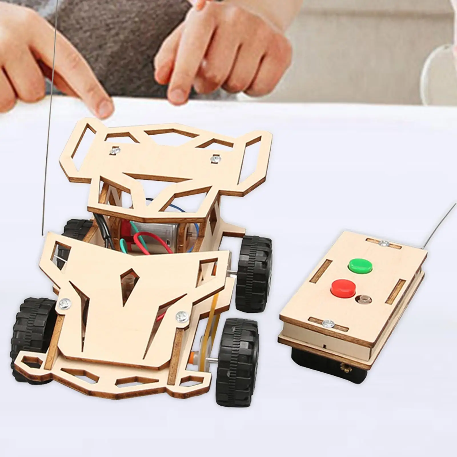 

Wooden RC Car Toys Science Kits Remote Control Car Wooden 3D Puzzle for Gift