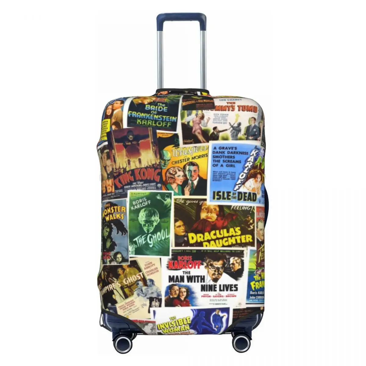 

Vintage Horror Movie Suitcase Cover Elastic Travel Luggage Covers for 18-32 inch