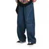 Breathable Men Pants Patchwork Pants Vintage Cargo Pants Loose Wide Leg Trousers with Deep Crotch Hip Hop Streetwear Patchwork 4