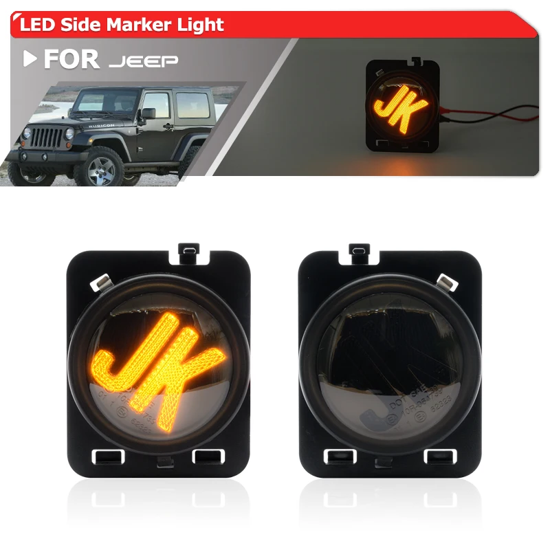 SmokedUpgradedNEWJKSideMarkerLightReplacementForJeepWrangler