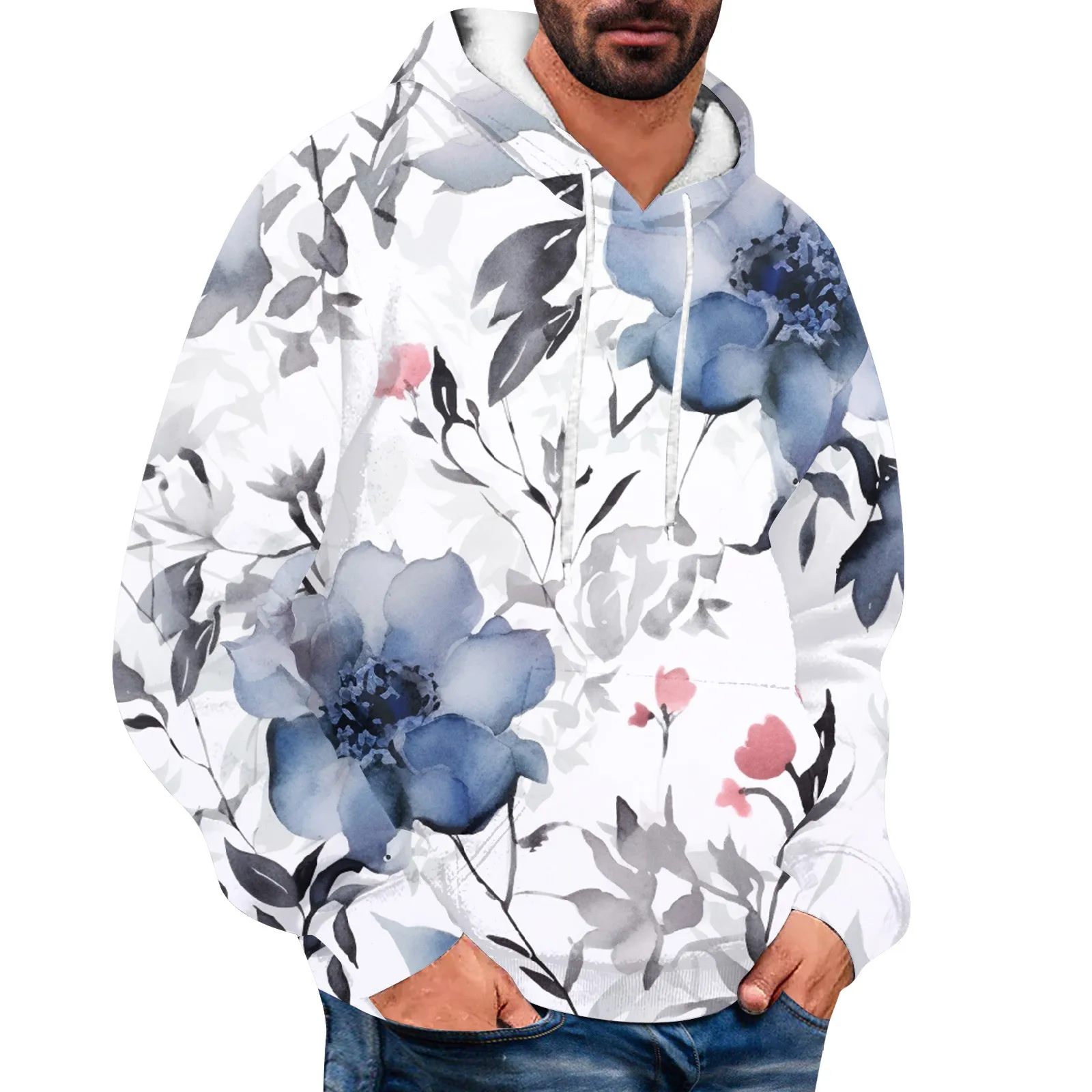 

Свитшот мужской свободного покроя с капюшоном, Модный повседневный спортивный пуловер с чернильным принтом, с принтом пейзажа и птицы, большие размеры 6xl