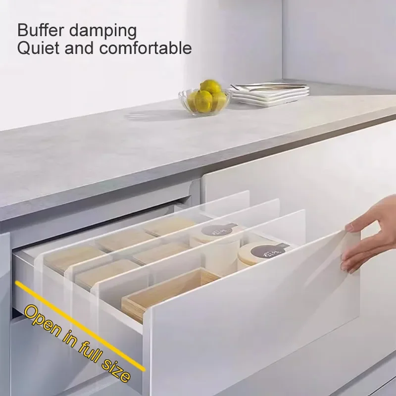 Drawer Slides 3 sections Bottom mounting Hidden Damping
