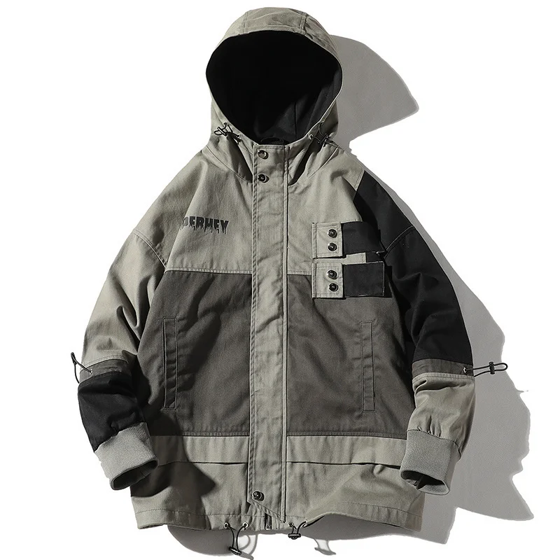 2022 Autumn Women Jacket Work Clothes Hooded Oversized Loose Men's And Women's Jacket Splicing Hoodies