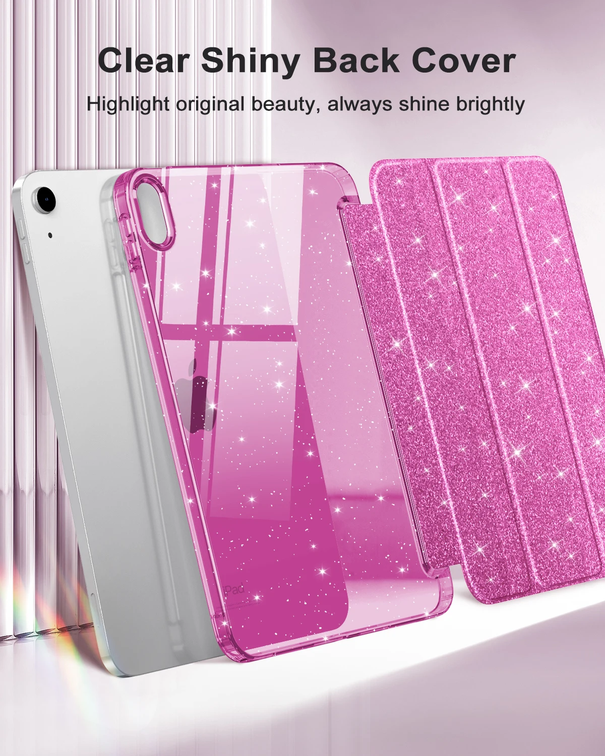 Sparkly Slim Stand Glitter Case with Shiny Clear Back