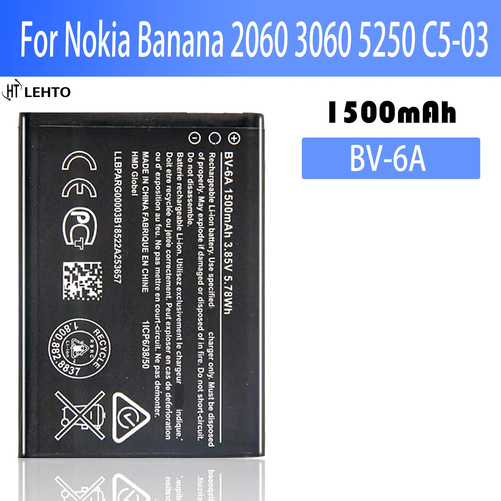 

Original 1500mAh BV 6A BV6A BV-6A Battery For Nokia Banana 2060 3060 5250 C5-03 8110 4G Batteries Batteria