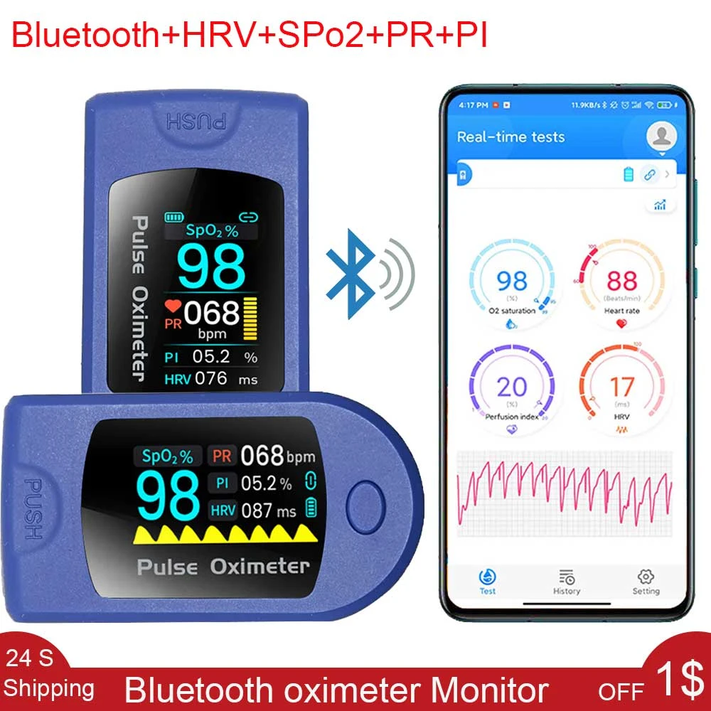 Wireless Finger Pulse Oximeter Bluetooth 4.0 Spo2 Pr Blood Oxygen