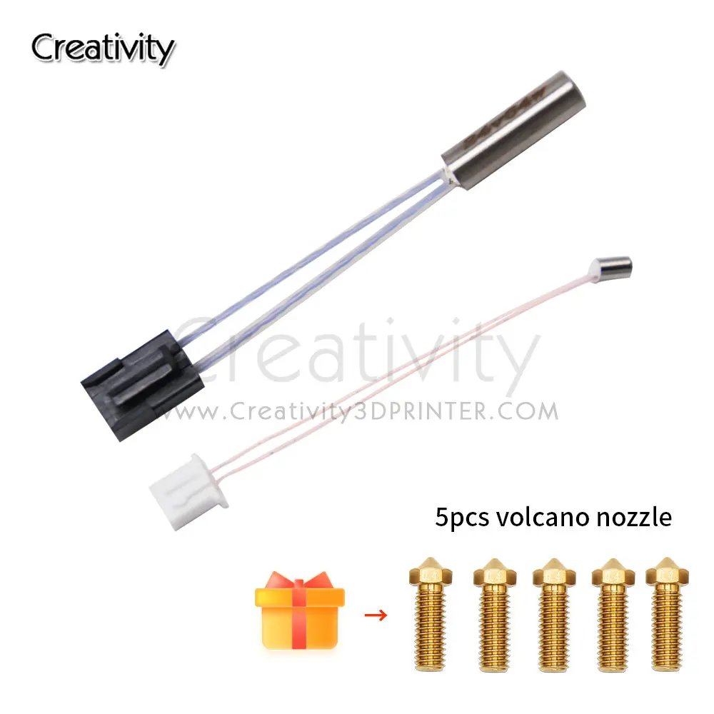 2pcs 3D Printer Parts Replacement Thermistor Sensor 24V 64W Heating Cartridge With Volcano Nozzles for SidewinderX1/Genius for artillery 3d printer abl intelligent automatic leveling for sidewinderx1 x2 genius bl touch drop shipping