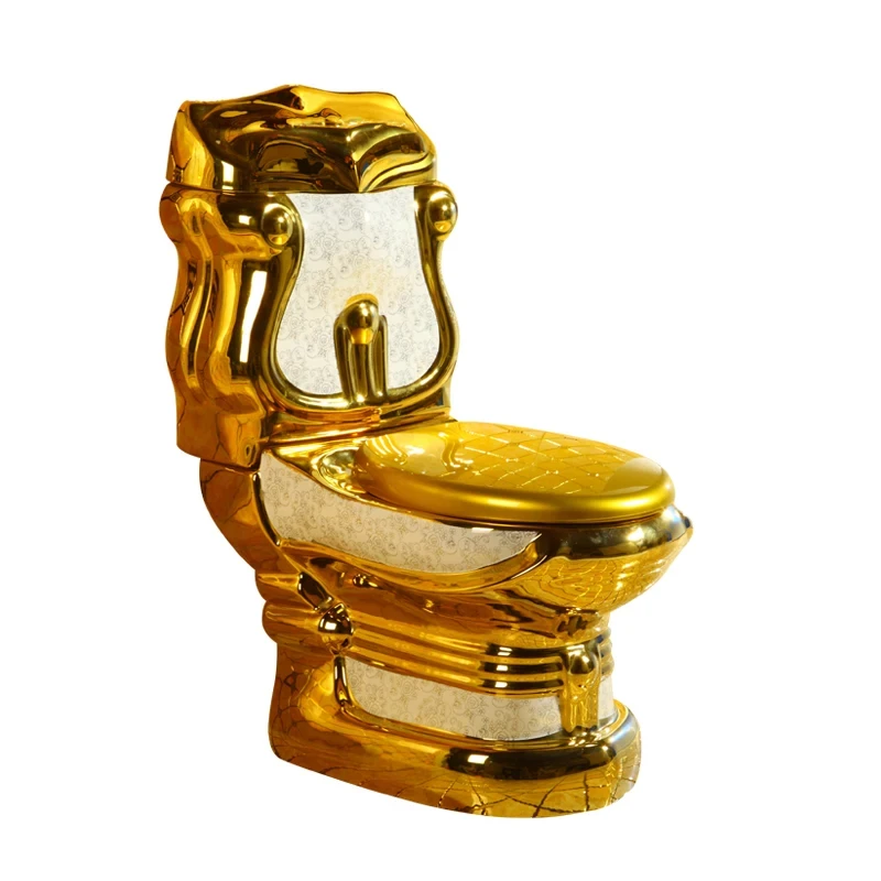 

Toilet gilded Tuhao gold retro toilet color toilet