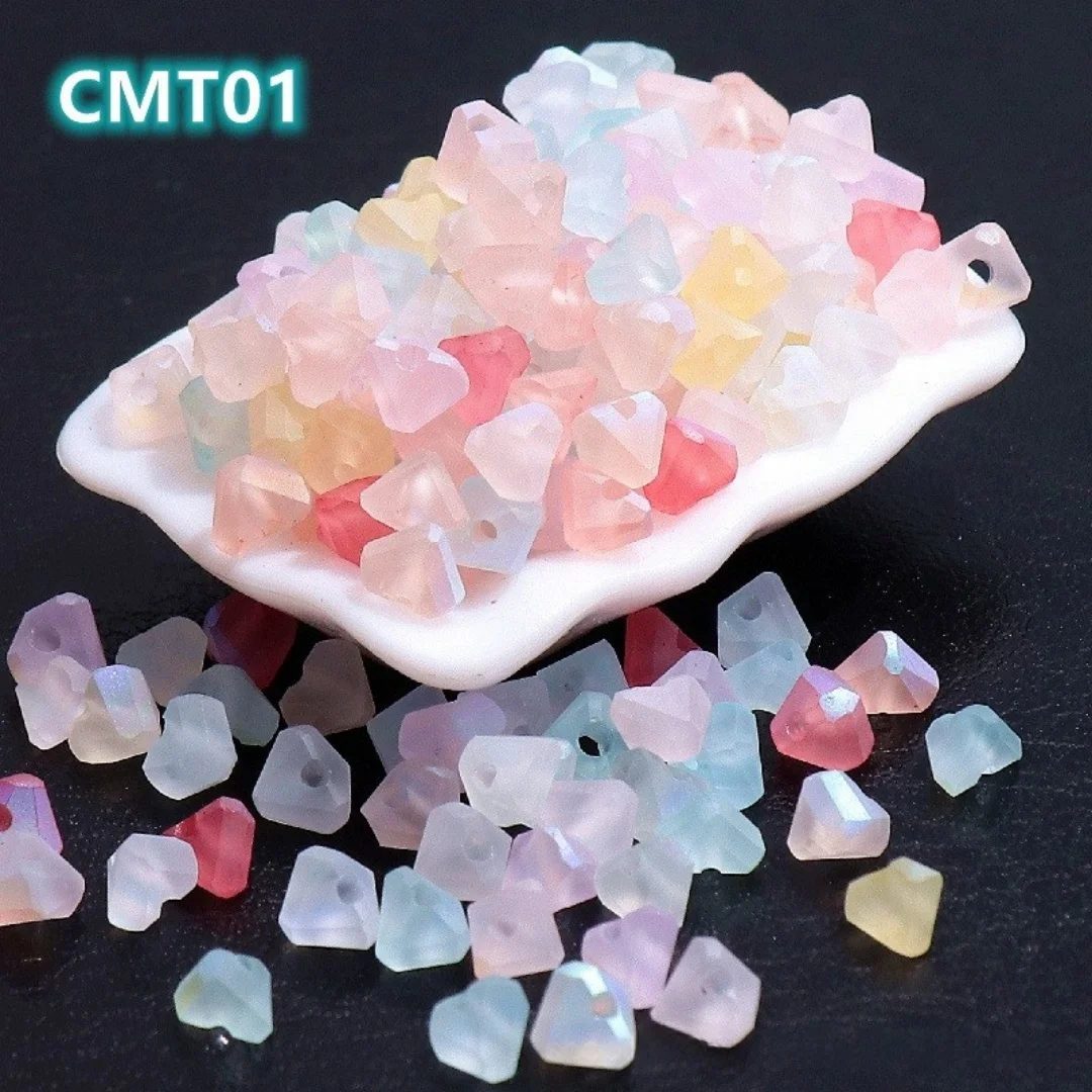 고품질 4mm/6mm 무광택 마이크로 컬러 하트 모양 유리 비즈 수제 DIY 비즈 팔찌 목걸이 액세서리 루즈 비즈