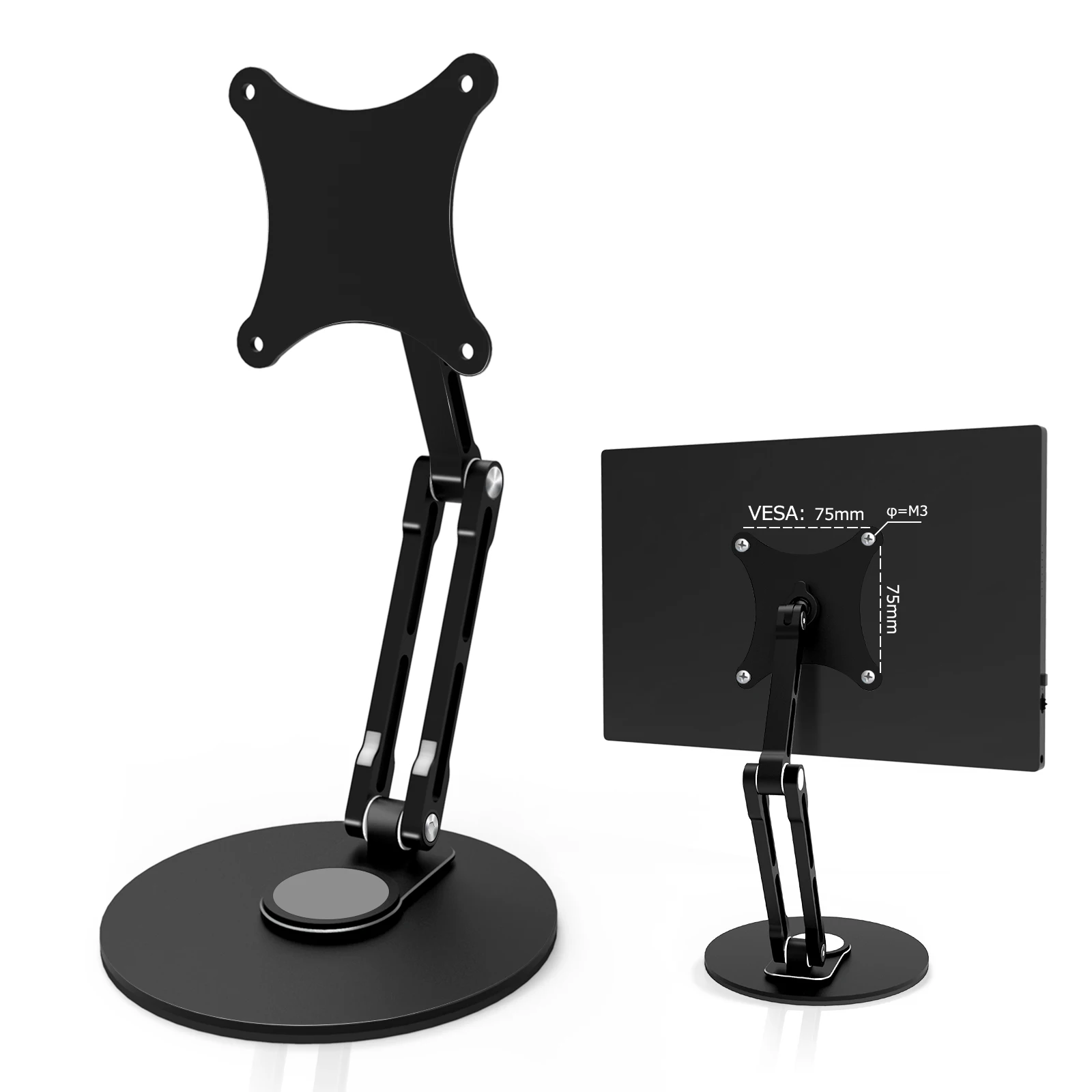 4.5inch-15.6inch VESA Protable Monitor Stand 75mm VESA Monitor Desk Mount Single Stands Freestanding fits