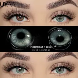 Vibrant Colorful Contact Lenses - Beauty Green, Fashion Blue, and Natural Brown Tones (Persian cat Green)