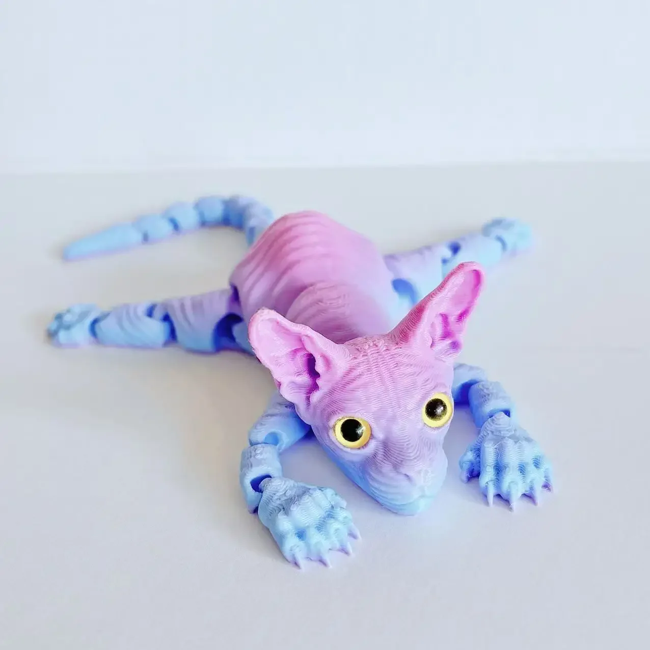 Realistic Multi-Joint Movable Cat Figurine - 3D Printed Desk Decor and Gift Toy