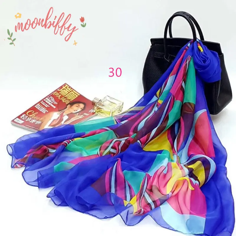 

Oversize Chiffon Silk Scarf Rainbow Gauze Colorful Shawl Summer Sunscreen Female Scarf Beach Scarf Variety Thin Section Shawl