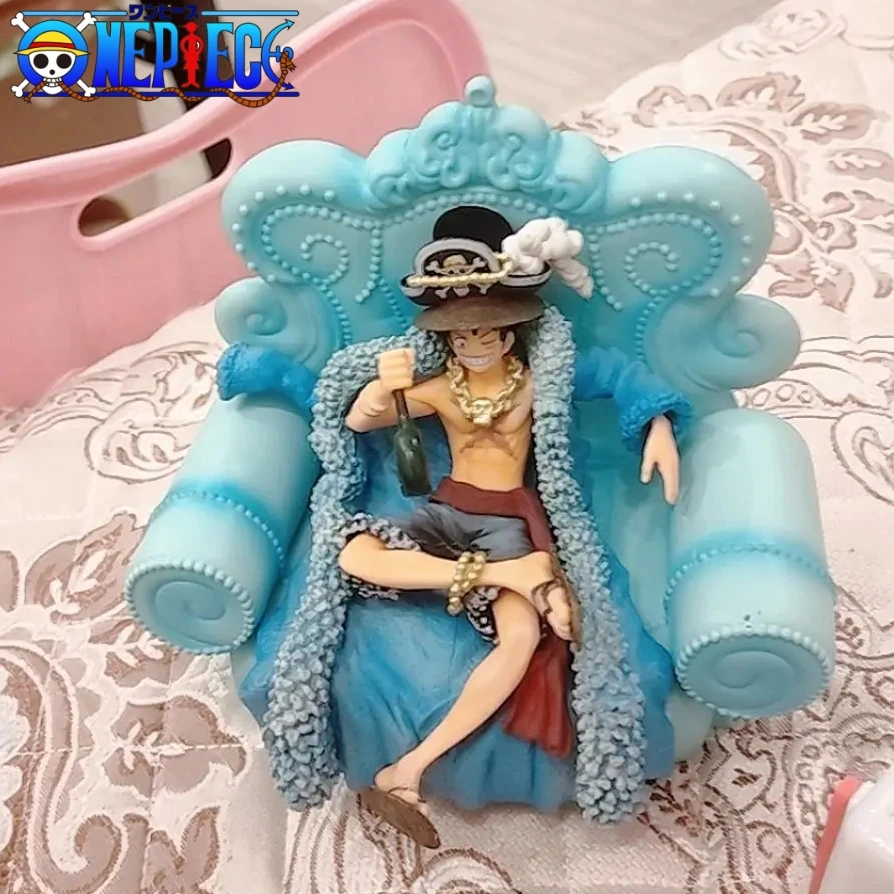 

Anime One Piece 20th Luffy Blue Clothes King sofa Anniversary Of two dimensions Animation Peripheral PVC Action Figure Toy Gift