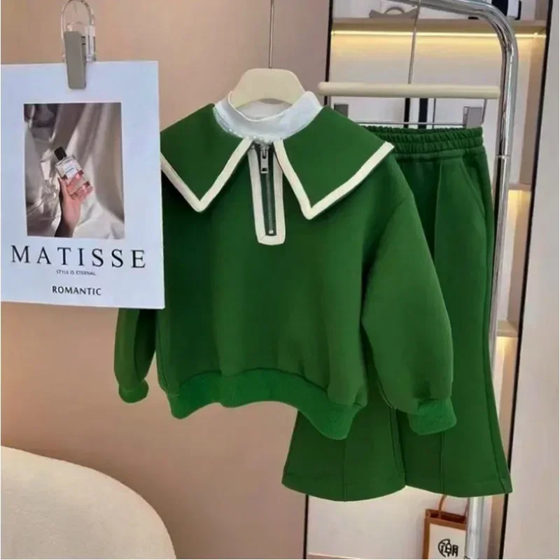 Children's Clothing Sets kids clothing set girls clothing set Lapel Long Sleeve Top + Wide Leg Pants 2 Pcs Sets Kids Boutique Clothes for Girls 3 To 7 Years