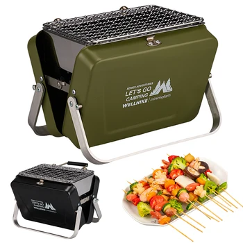 Portable Camping Stove with Handle Outdoor Barbecue Oven Stainless Steel Foldable Tabletop Grill for Camping Patio Backyard 1