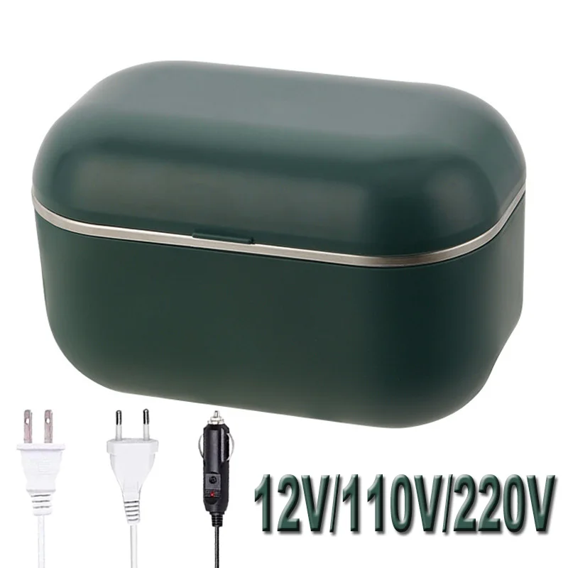 MDHAND Portable Electric Lunch Box – 110V, 3 Compartments, White, With Fork & Spoon, For Car Or Office