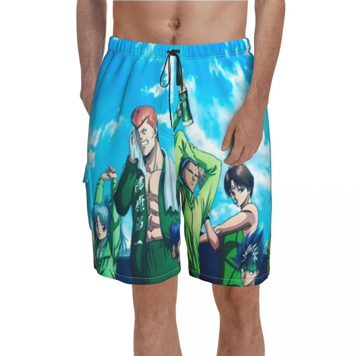 

Yu Yu Hakusho Trendy Board Shorts Hot Sale Japanese Anime Custom Beach Shorts Men Elastic Waist Cute Swimming Trunks Plus Size