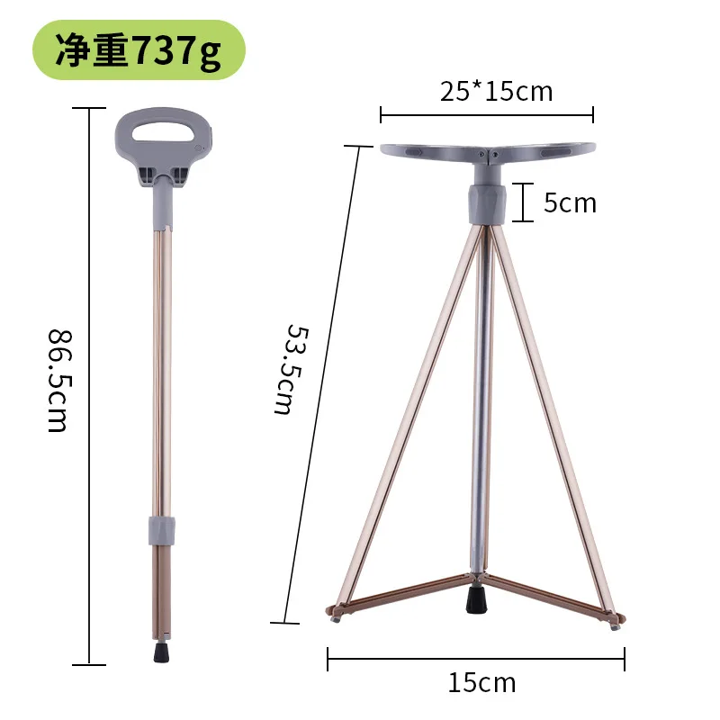 New Multifunction Trekking Poles Portable Folding Cane Vibration Massage Mobile Power Crutch Folding Outdoor Chair Design