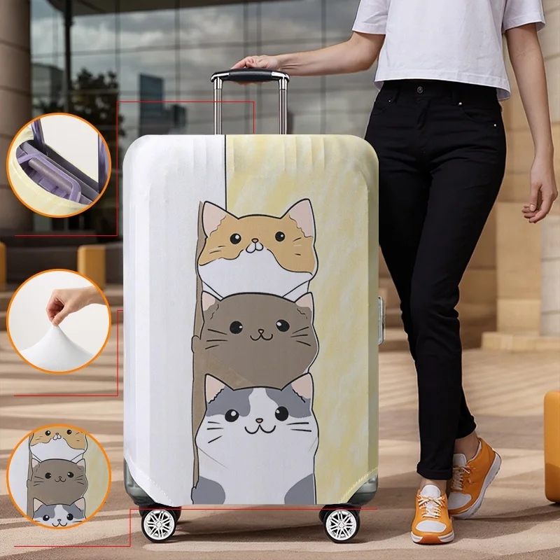 고양이 무늬 수하물 보호 커버, 18-32인치 수하물 커버, 수하물 손잡이 장갑, 여행용 액세서리에 적합