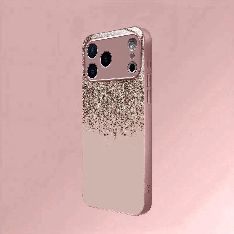 Minimalist Elegant Golden Dust Metallic Paint Glass Phone Case