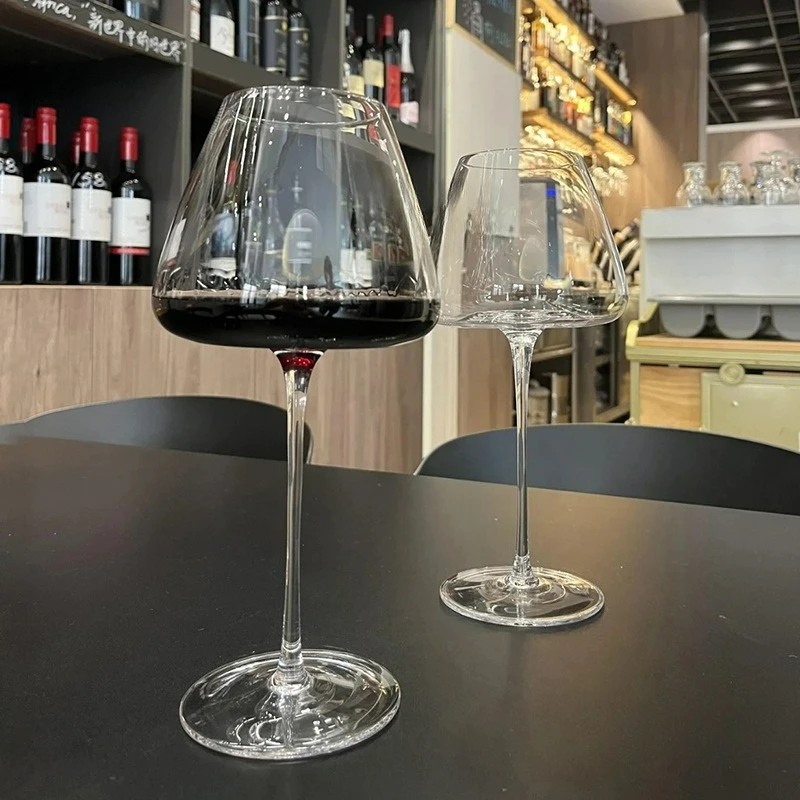 Crystal Burgundy Red Wine Glass Elegant Luxury Large Bowl Concave Base Stemware for Champagne Sparkling Drinking Bar Party