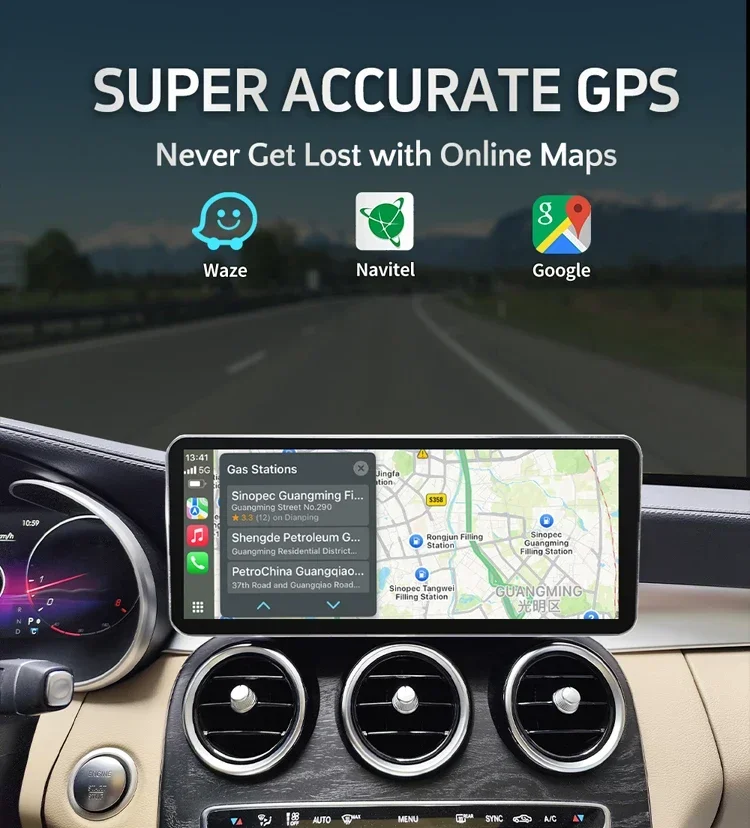 12.8인치 HD 2400*900 메르세데스 CLS 클래스 W218용 카플레이 자동차 GPS 네비게이션 멀티미디어 플레이어 무선 카플레이