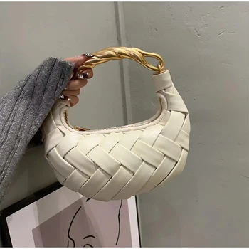 Borsa a nido d'uccello intrecciata Design creativo di marca Forma di gnocco Tessuto confortevole Borsa a tracolla squisita per pendolari 1