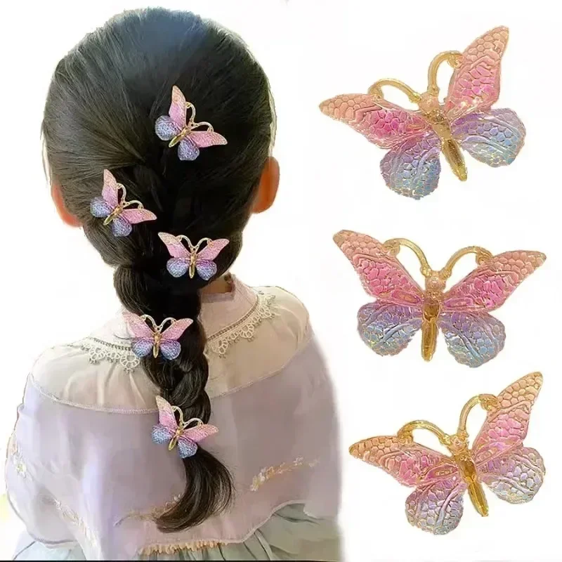 5PCS Hair Accessories Sweet Stereoscopic Color Gradient Cute Baby Hairpins Kids Hair Clips Children Headwear Princess Barrette Girls