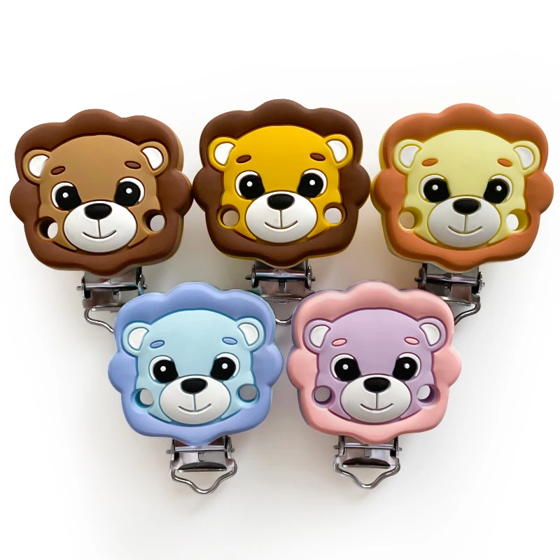 Pacifier Clips Teething Toys Silicone Teething Toys Baby Teething Toys 3/10pcs Lion Silicone Pacifier Clips DIY Baby Teething Necklace Dummy Holder Teether