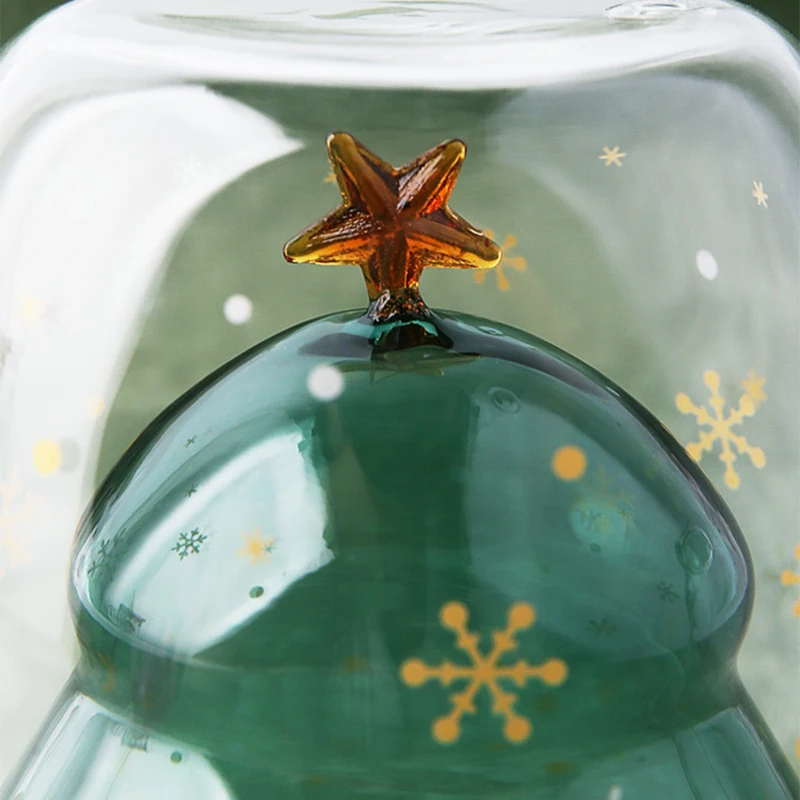 Double-Layer Borosilicate Insulated Transparent Mugs Christmas Gift Mugs Creative Healthy Heat-Resistant Tea Juice Milk Christma