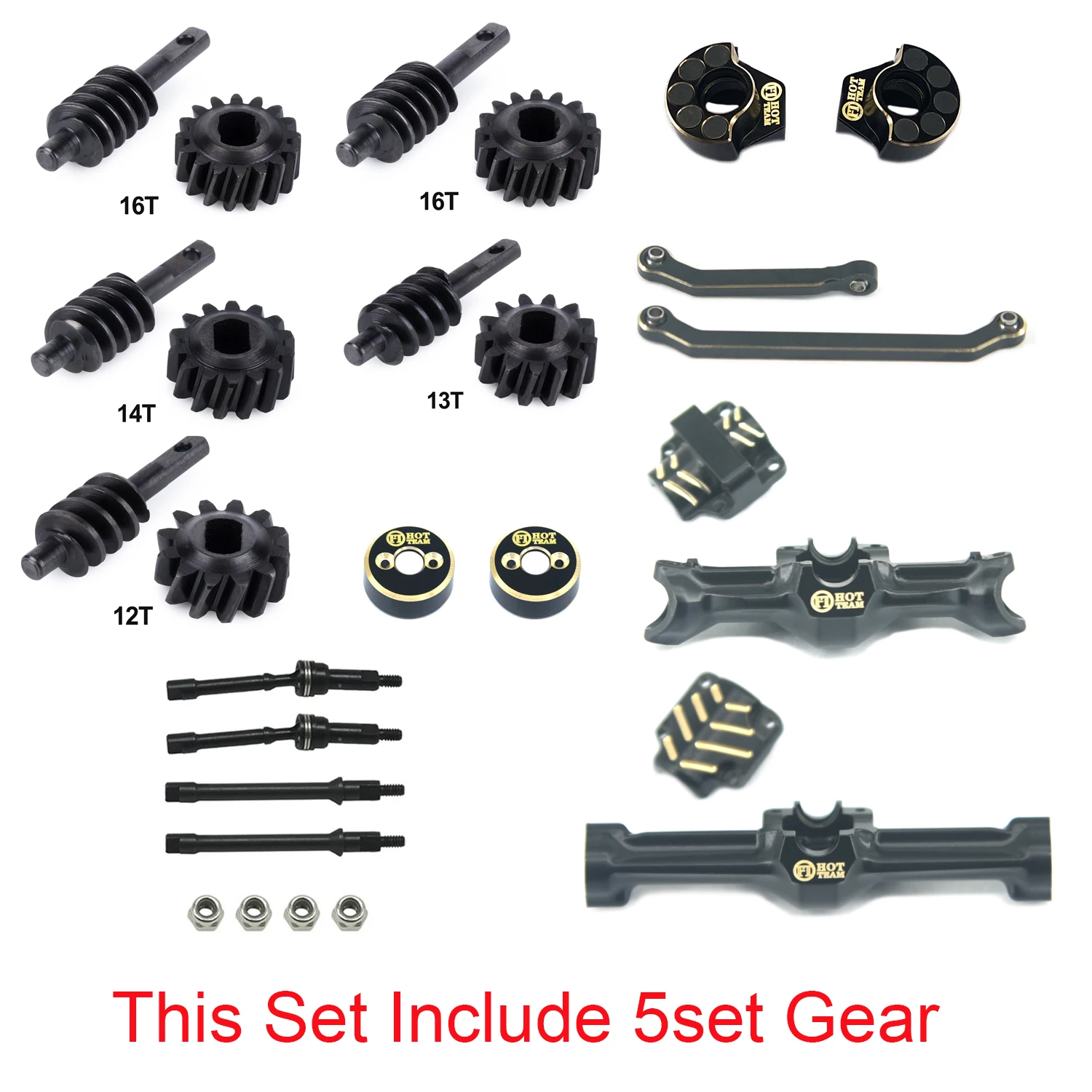 핫 팀 하비 황동 프론트 리어 액슬 황동 텅스텐 스틸 캡슐 +4.9mm 무게추 12/13/14/16T 기어 SCX30 RC카 업그레이드 부품