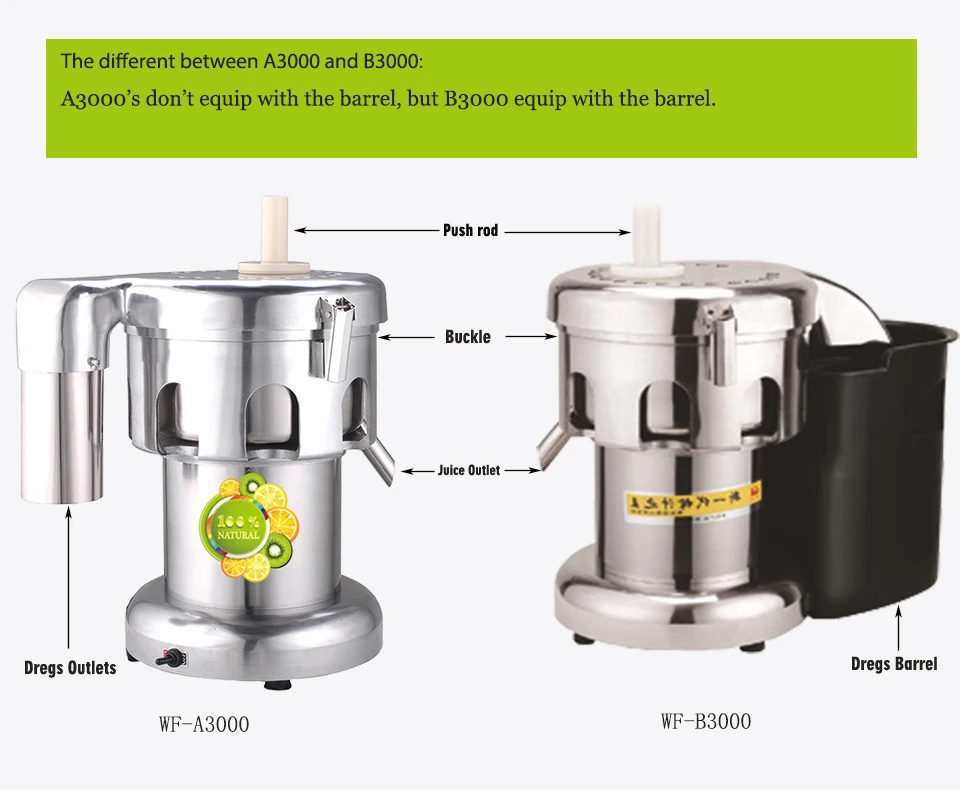 WF-A3000 Electric Professional Slow Juicer Extractor Machine For Fruit Orange Squeezer Juicer Blender Stainless Steel 4