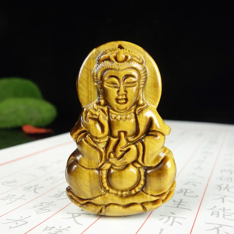 

Подвесные Буддийские принадлежности натуральный камень тигровый глаз Guanyin
