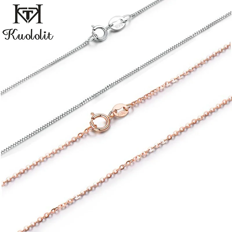 925 Sterling Chain 40cm-60cm Box Chain Necklace for Women Girls Kids Children Jewelry sterling chain necklace