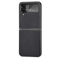 Sleek Carbon Fiber PU Leather Fashion Case - Protective Slim Cover for Samsung Z Flip 5 (Black)