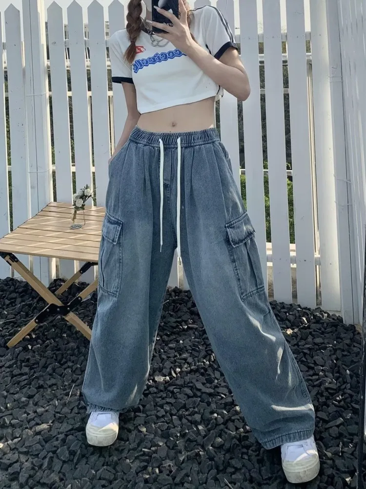 Retro Style Straight Leg Jeans For Female Niche Design, Loose And Multi Pocket Wide Leg Pants For Women's Jeans 2