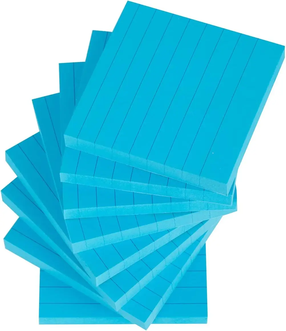 Lined Sticky Notes 3x3 Inches, Bright Color Ruled Self-Stick Pads