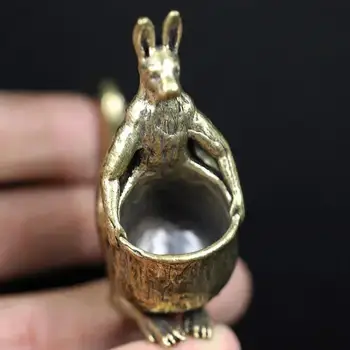 New Solid Brass Kangaroo Statue Desk Ornament Retro Copper Animal Miniature Figurine Decoration Gifts Home Decor Craft Accessory