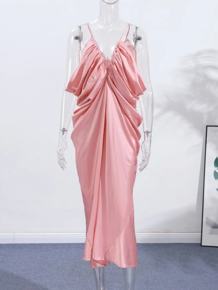 Wmstar Dress Women Wholesale European American Fashion Woman Clothing Solid Color Sexy Backless Dress V Neck Dresses 2025