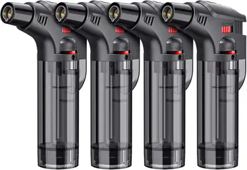 Torch Lighter, Jet Flame Lighter Refillable Gas Butane Lighter with Visible Fuel Tank, Windproof Adjustable Flame for Kitchen 1