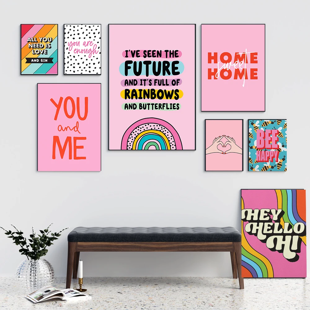 

You Are Enough Colourful Quote Poster See Future Rainbow Illustration Print Wall Art Canvas Painting For Living Room Modern Home