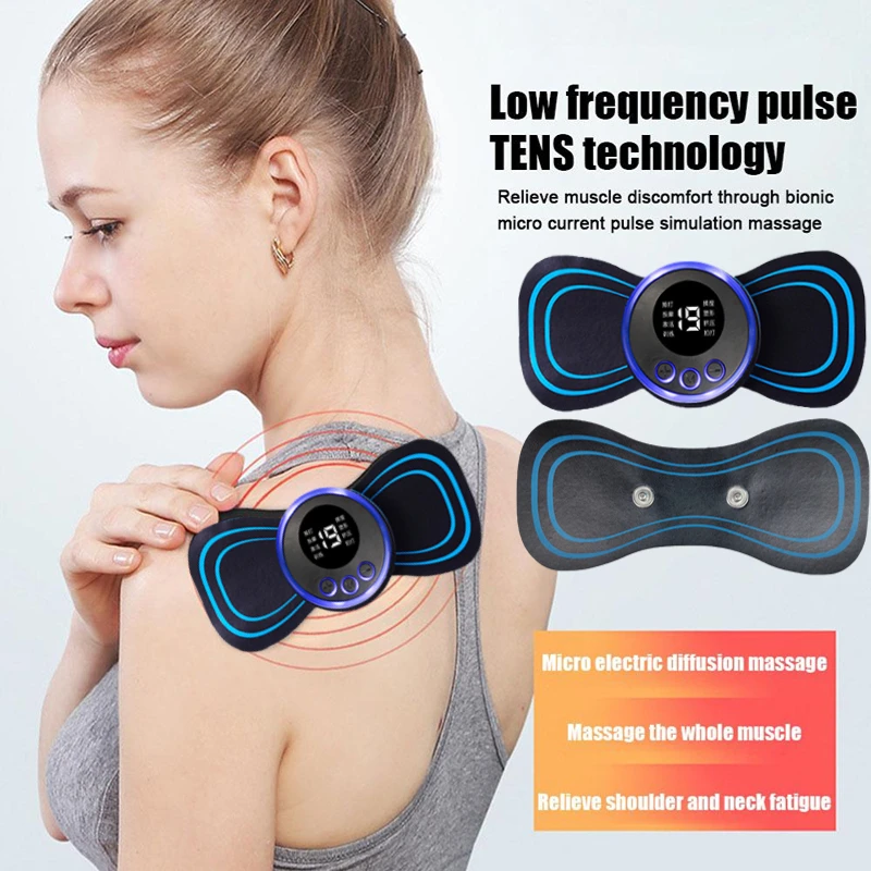 Mini USB ElectricTens Acupuncture Low Frequency Current Pulse Massager Pads for Shoulder Neck Waist Arm Legs Back Massage
