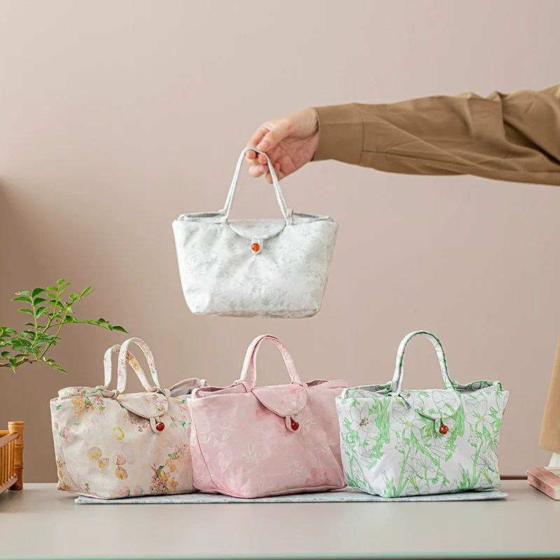 Traditional Chinese-style Tea Set Storage Bag Travel Pouch for Teapot, Cloud Gauze Cup Sleeve, Anti-Slip Tea Ceremony Accessorie