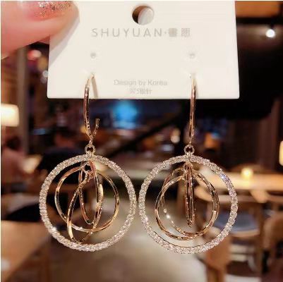 Advanced Gentle Diamond Fringe Star Moon Crystal Earrings For Women Korean Fashion Earring Daily Birthday Party Jewelry Gift