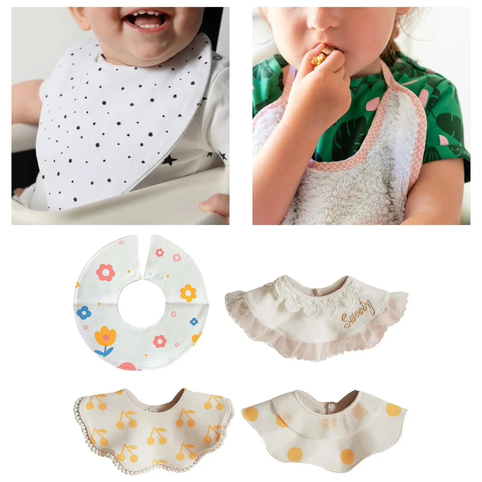 Baby Bib Adjustable Absorbent Muslin Bandana Drool Bibs Feeding Bibs Cotton Bib for Infant Newborn Toddlers 0-36 Months Gifts