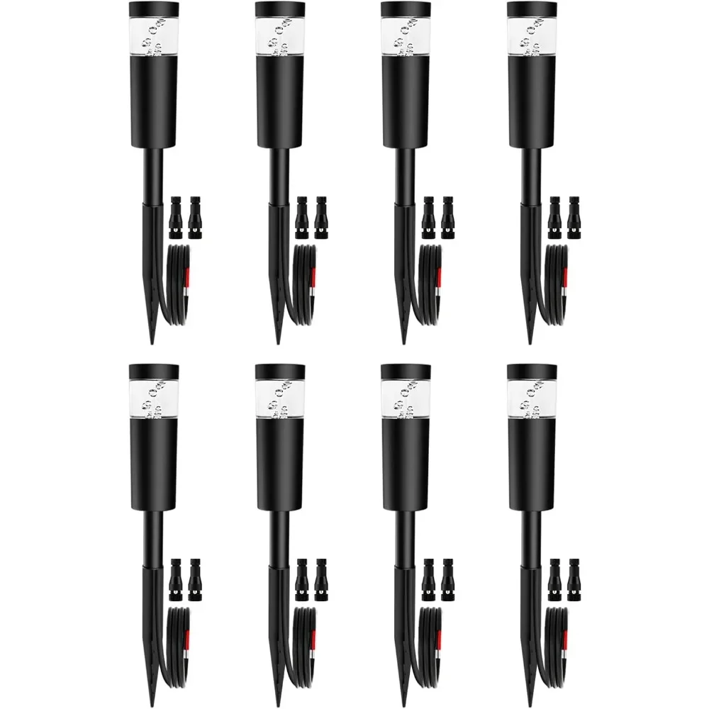 5W Low Voltage Landscape Pathway Lights with Connectors 12V Outdoor Landscape Lighting LED Bollard Path Lights Wired IP65(8Pack)