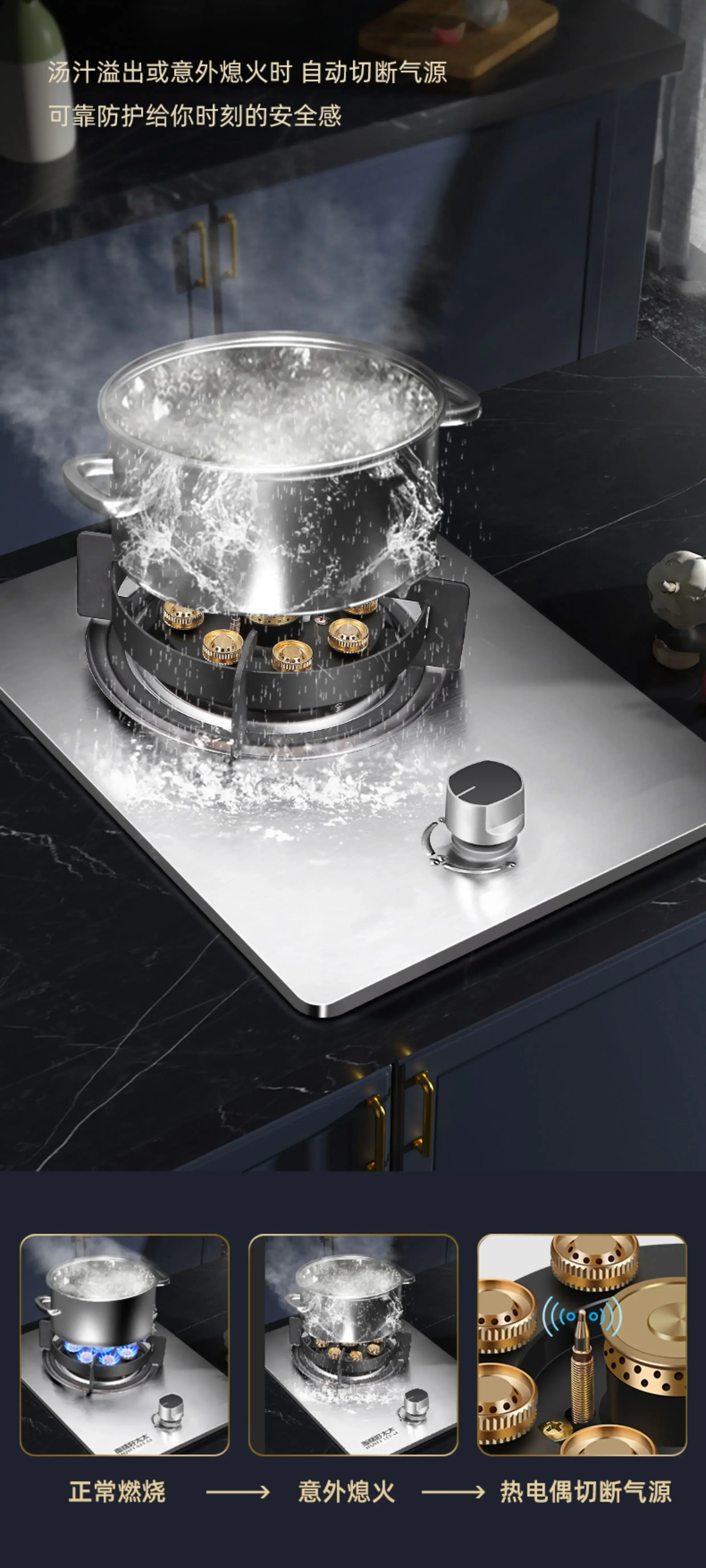Single Stove Household Liquefied Gas Stove Desktop Embedded Natural Gas Flameout Protection Energy-saving Fire Cooktop