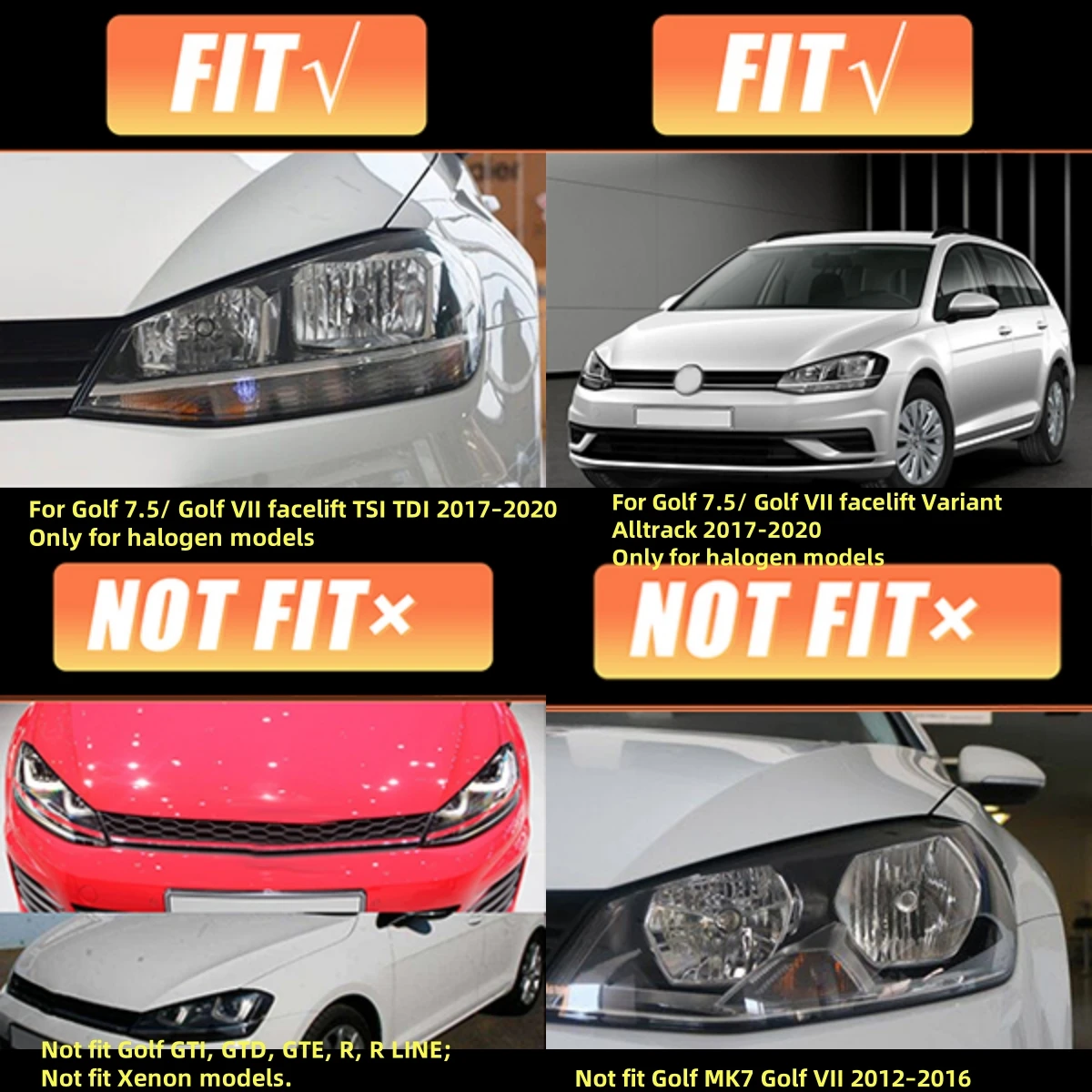 LED-Scheinwerfer für Volkswagen VW Golf 7.5 Golf VII 2018-2021 TSI TDI Red Line DRL Frontleuchten-Set [Nicht passend für GTI/GTD/GTE] – Detail 1