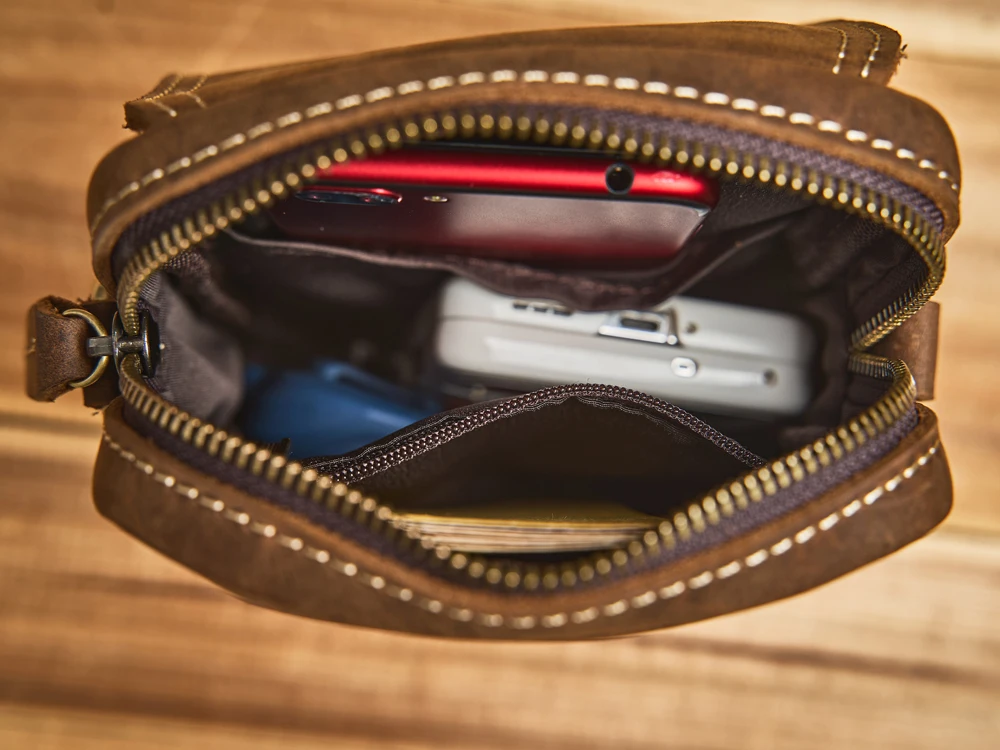 Nasva Echt leder Vintage Hüft tasche Herren Umhängetasche lässig kleine Tasche Sport Hüft tasche tragbaren Gürtel – Detail 17